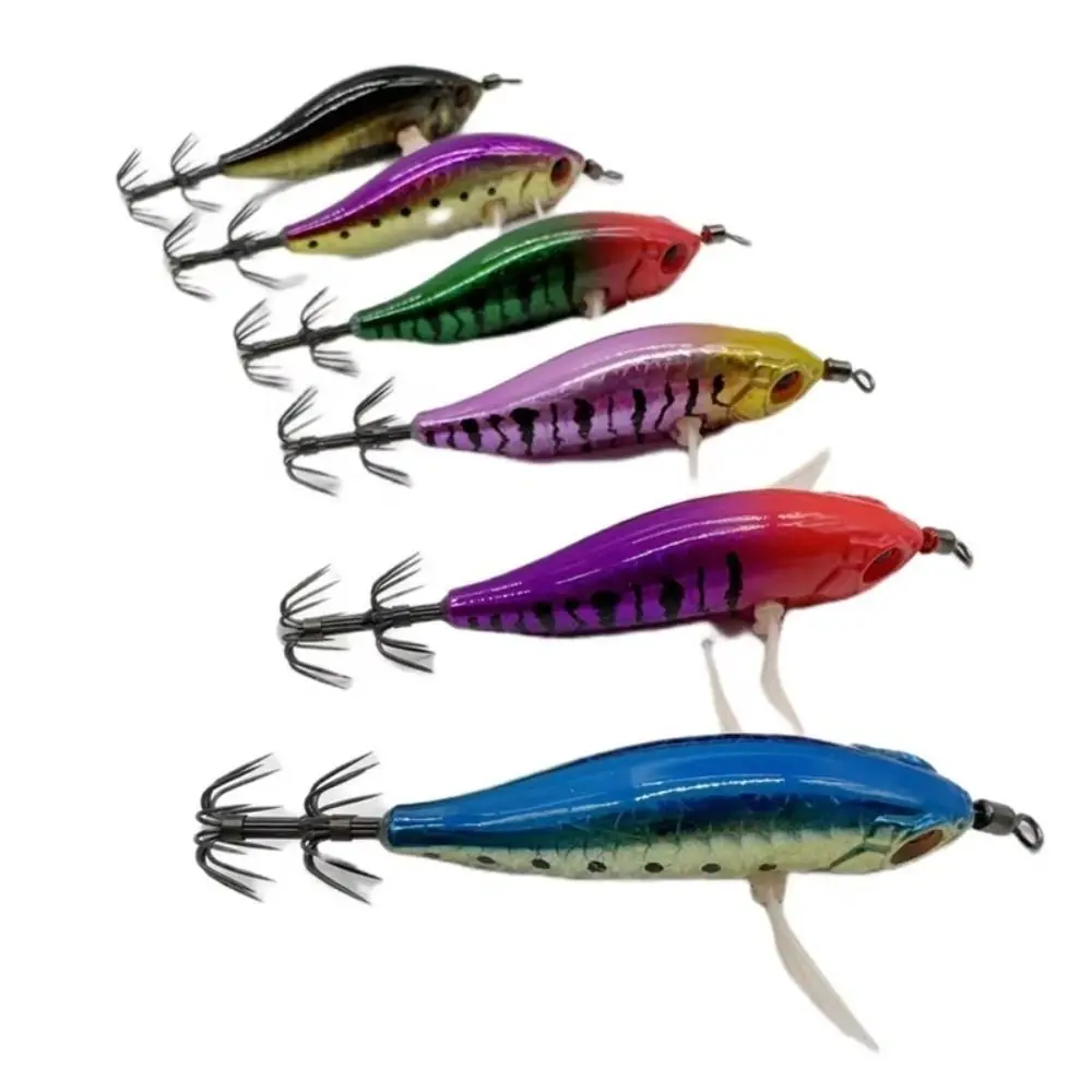 Haken Garnelen 80mm Tintenfisch Tintenfisch Köder Glow Horizontal Tintenfisch Jig Harten Köder Garnelen Tintenfisch Haken Meer Angeln