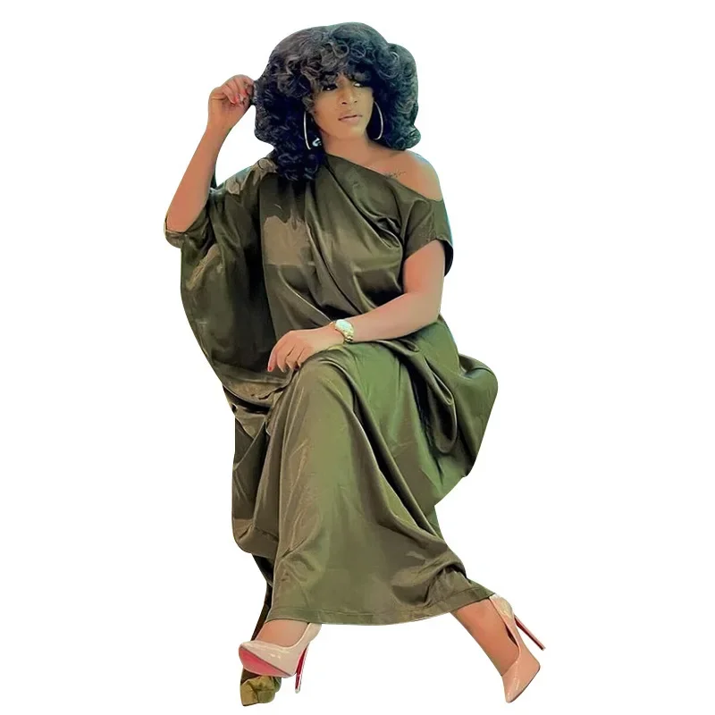 

Женское платье больших размеров, однотонное короткое асимметричное платье макси с рукавами «летучая мышь», женские модные винтажные платья, летние платья