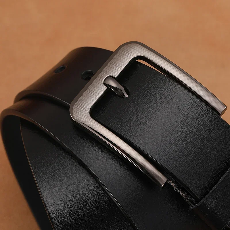 Cintos de couro genuíno masculinos de alta qualidade com fivela de pino cinto para homens longo grande 110 120 130 140 150 160 170cm plus size