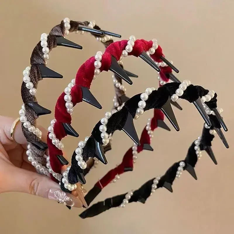 

Teeth Comb Headbands Pearl Hairband Accessories Pearl Headband Tooth Wave Headdress Non-Slip