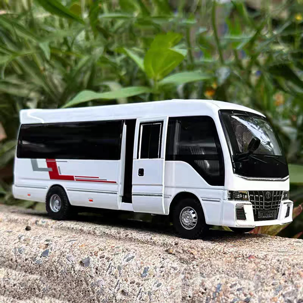 1:32 Coaster Prado Miniatuur Model Speelgoed Auto Legering Diecast Deuren Geopend Trek Geluid Licht Rubberen Banden Voertuigen voor Kinderen Geschenken