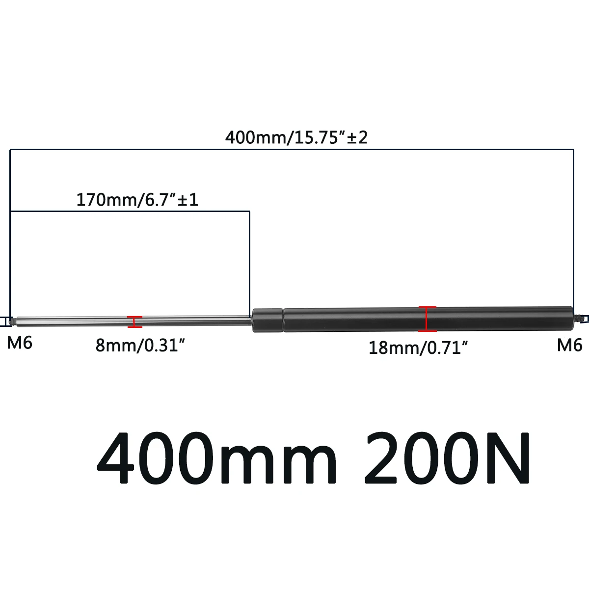 1/2pcs 200N 400mm Car Gas Strut Bars Gas Spring Hood Support Rod Shock Lift for RV Bed Window Bus Caravans