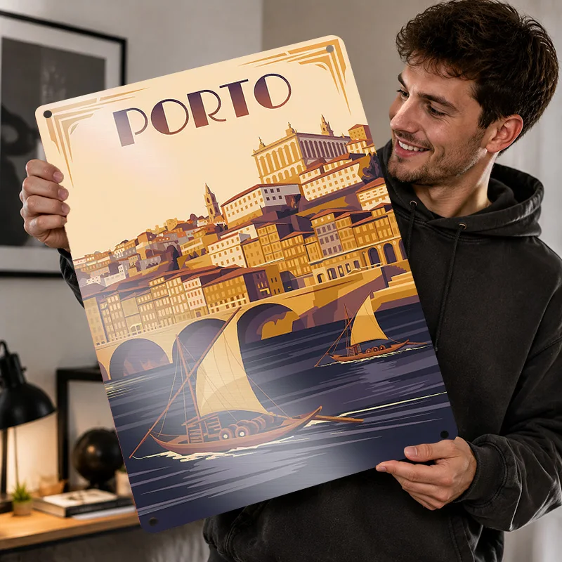 Portugal Aluminum Posters Customized Metal Tin Sign Minimalist Travel Map Wall Art For Study Lounge Or Geography Enthusiasts