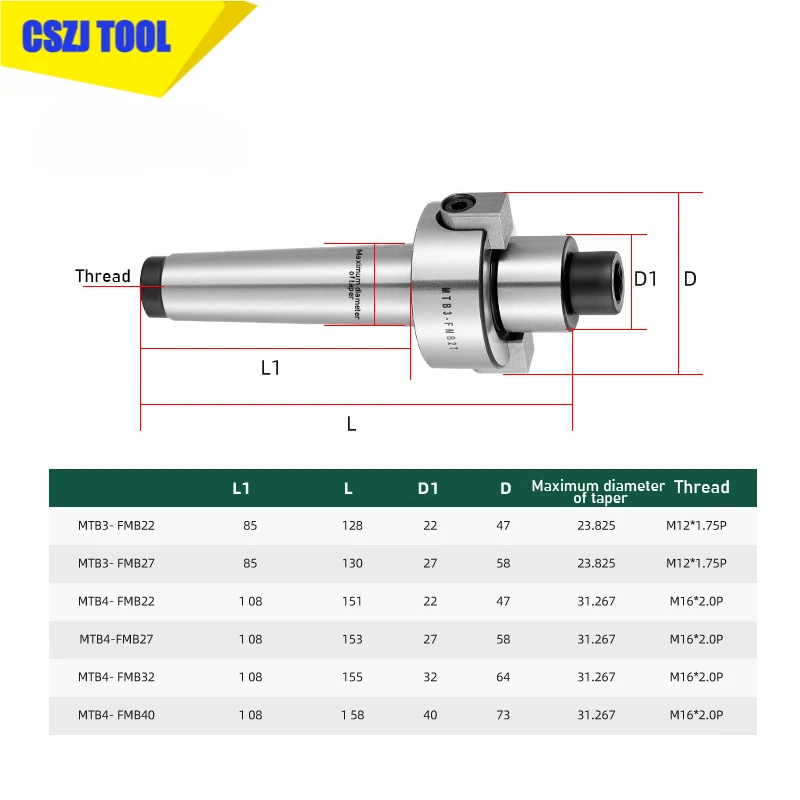 MT2 MT3 MT4 FMB22 FMB27 FMB32 FMB40 Morse FMB tool holder Face Milling Machine Tool Holder Cnc Hanger BAP 300R 400R 50mm 63mm