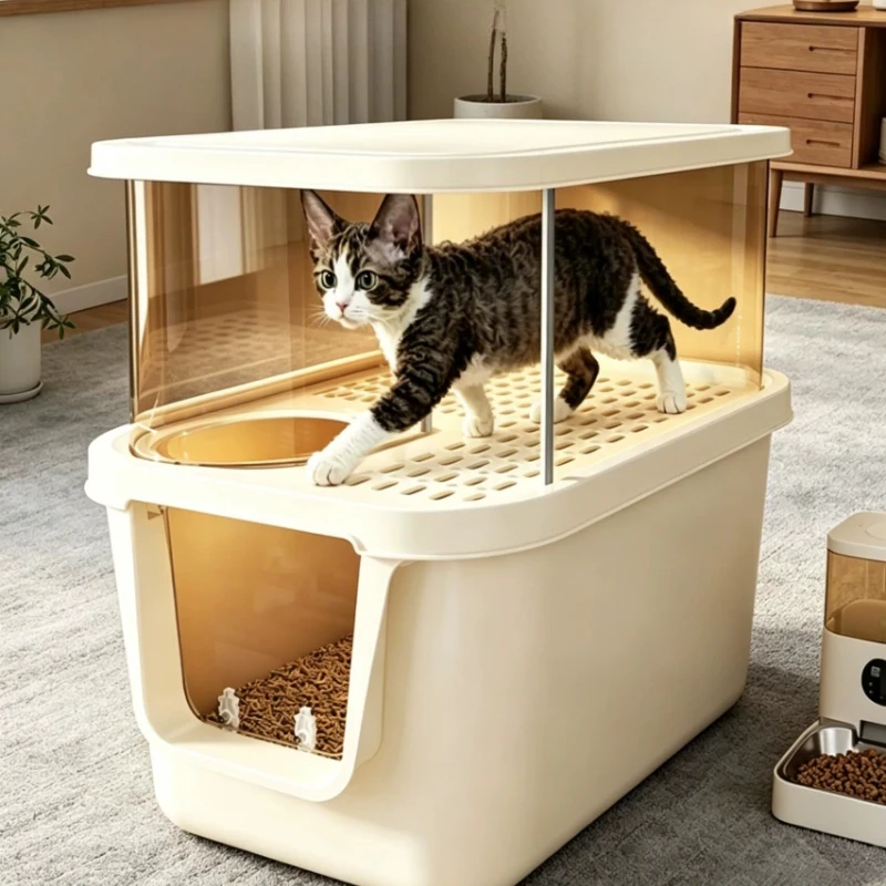 Stainless Steel Jewelry Sandbox Litter Box Training Hiding Closed Defecation Litter Box Castle For Cats Arenero Gatos Home Items
