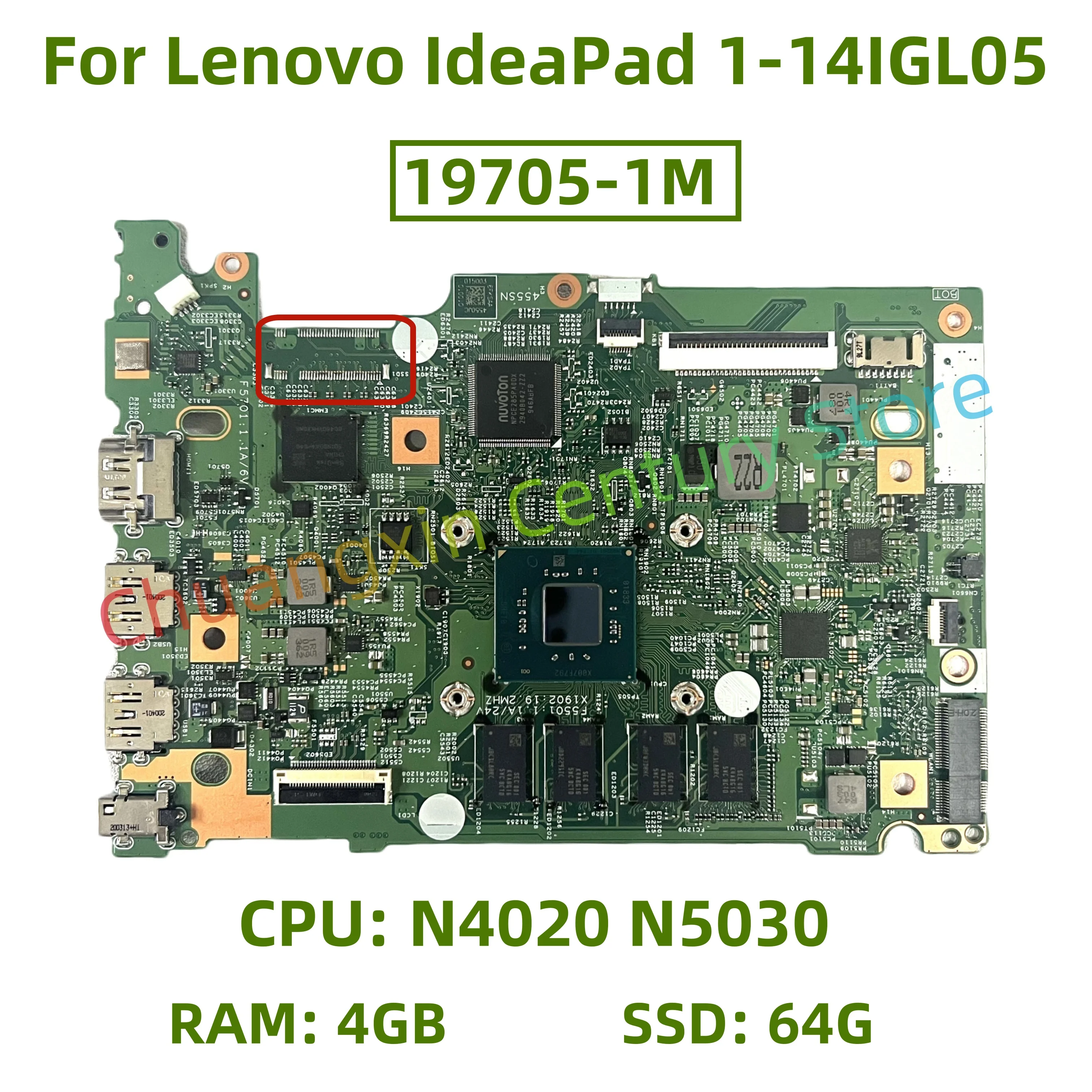 

19705-1M motherboard for Lenovo IdeaPad 1-14IGL05 S150IGL laptop CPU: N4020 N5030 RAM: 4GB SSD: 64G 100% test ok shipment