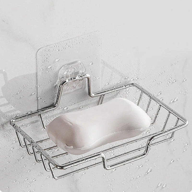 

High Quality Soap Rack Wall Mounted Soap Holder Stainless Steel Soap Sponge Dish Bathroom Accessories Dishes Self Adhesive