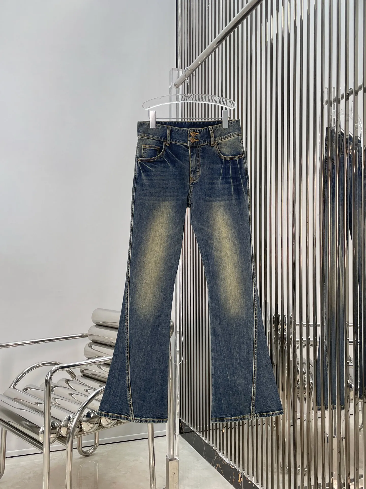 

High Waist Bell Bot Denim Jeans Women's Vintage Faded Waed Long Pants Slimming Versatile High Quali Ladies Jeans