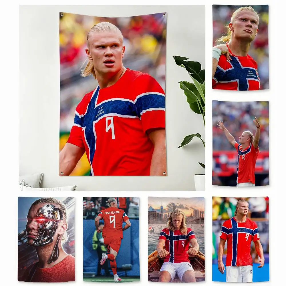 Norway Powerful Erling H-Haaland  Home Decor Vertical Flags Indoor Outdoor Hanging Decor for Bedroom Living Room Wall Decoration