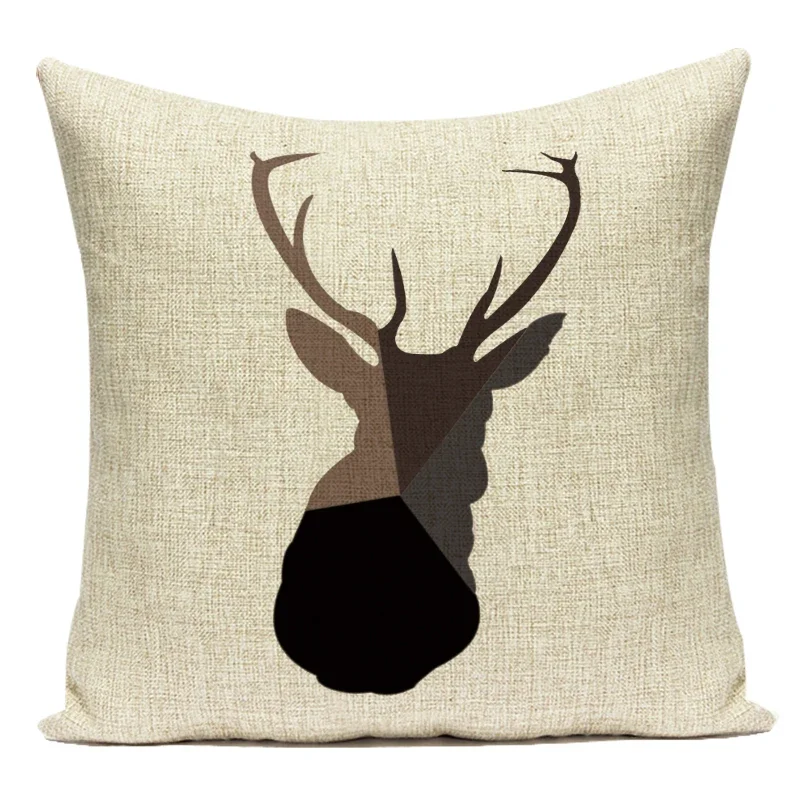 Geometry Letter Cushion Cover Animal Deer Print Decorative Pilowcase for Sofa Bed Seat Home Decor Square Pillow Covers