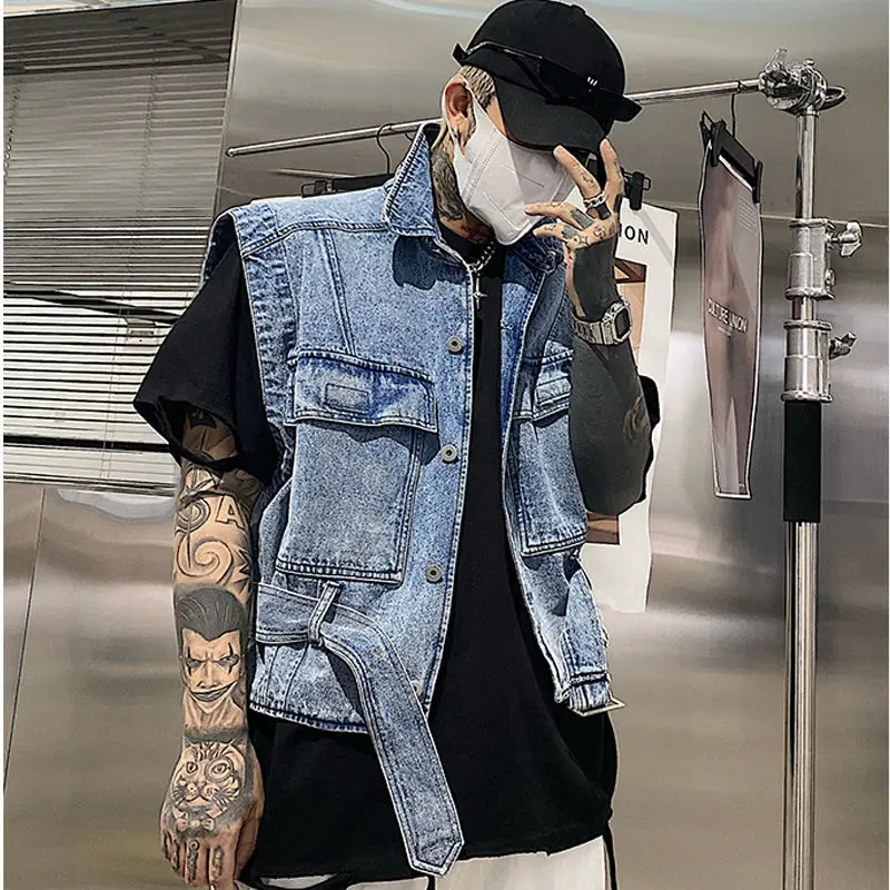

Мужской жилет, пальто, джинсовая рабочая куртка с лацканами, модный новый стиль