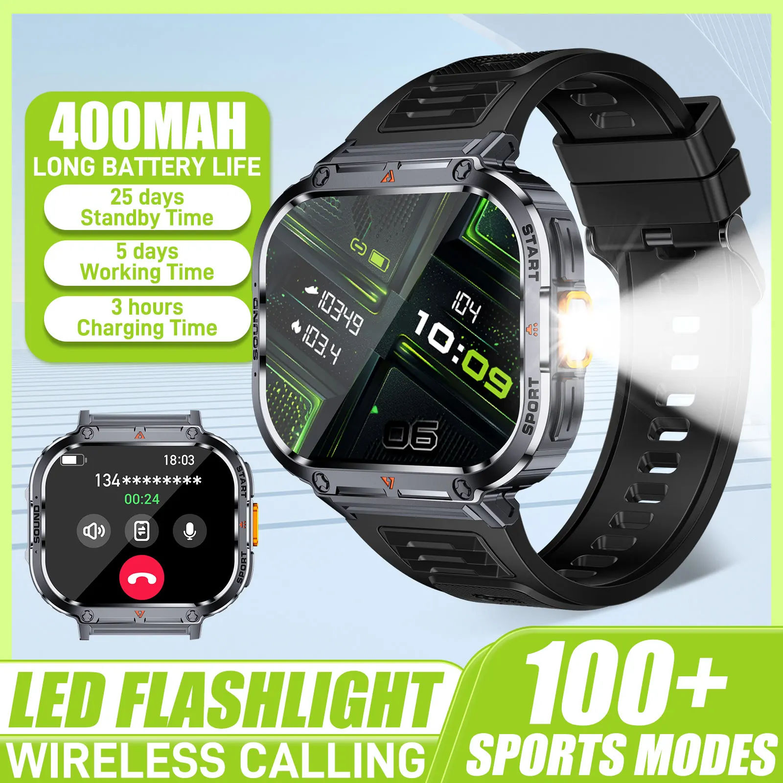 EIGIIS Military Smart Watches for MenTactical Smart Watch with  Answer/Make Call 100+ Sports Modes Heart Rate SpO2 Sleep Monitor