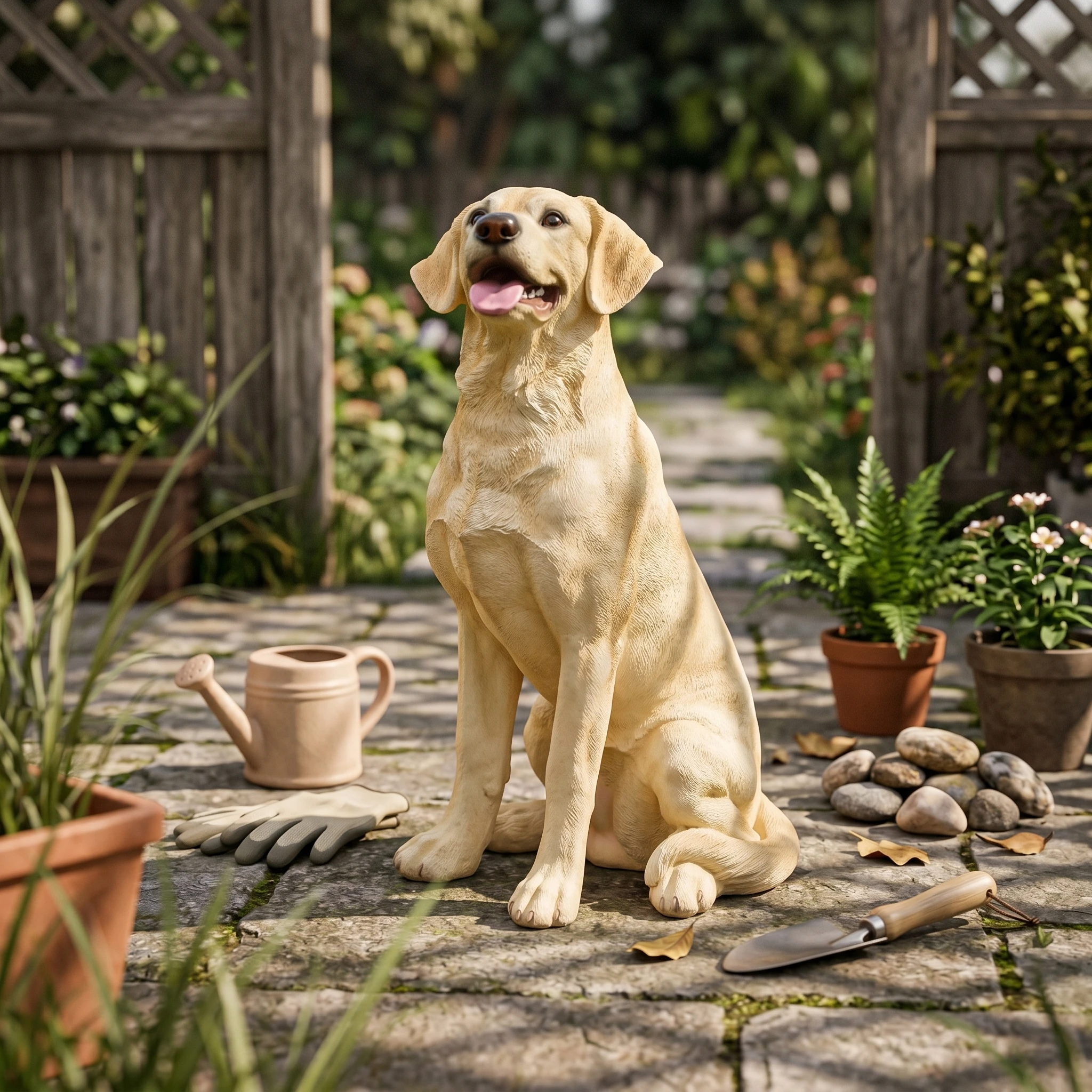 Labrador Retriever Statue Floppy Ears Sitting Dog Sculpture Realistic Labrador Figurine Large Size Pet Decoration