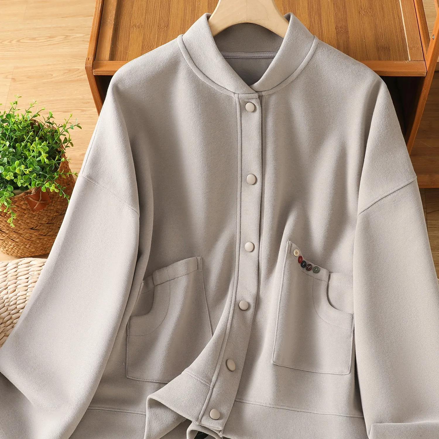 ربيع الخريف Faion محبوك القطن البلوز Jaet المرأة عادية الوقوف طوق البيسبول الرياضة المفتوحة سترة أزرار ملابس خارجية