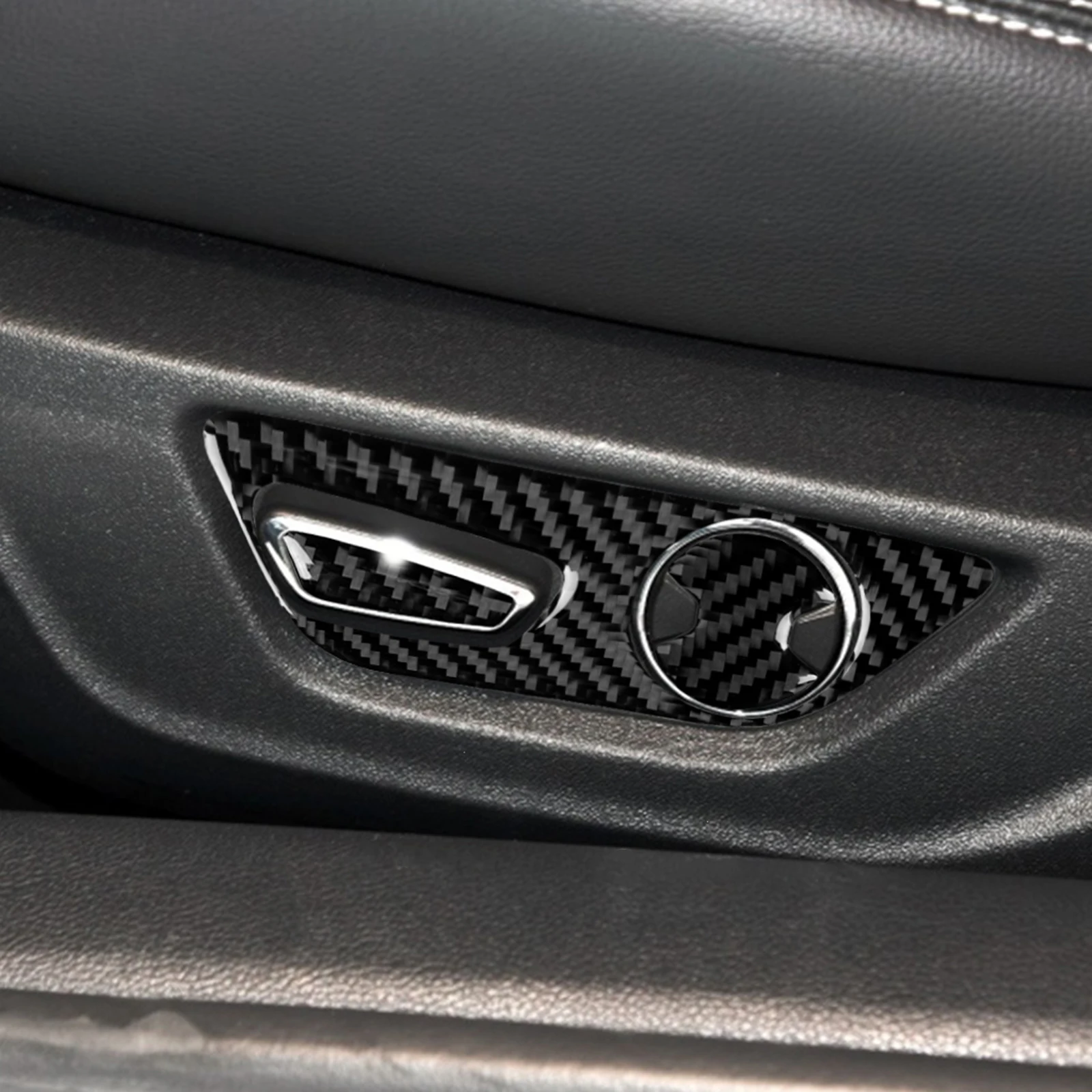 For Ford Mustang GT 2015-2021 Car Accessories Carbon Fiber Interior Car Seat Adjust Button Panel Frame Trim Cover Sticker Decor