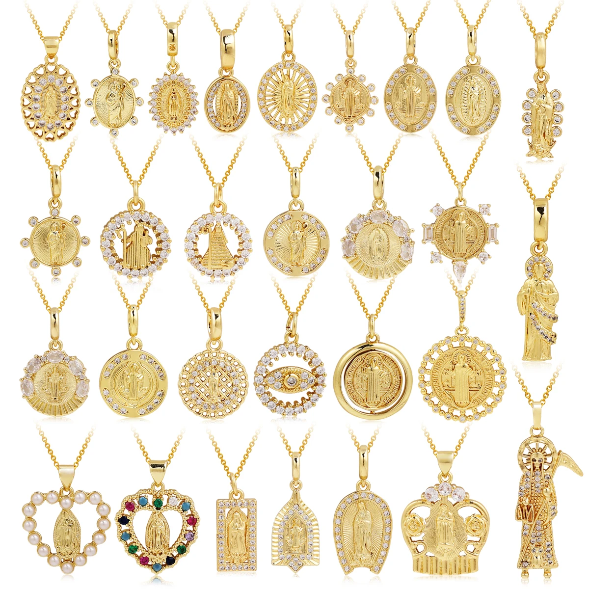 

Men's Necklaces Women's Necklaces Lucky Gift Jesus Virgin Mary Christian Copper Plated Necklace Pendant Jewelry Wholesale