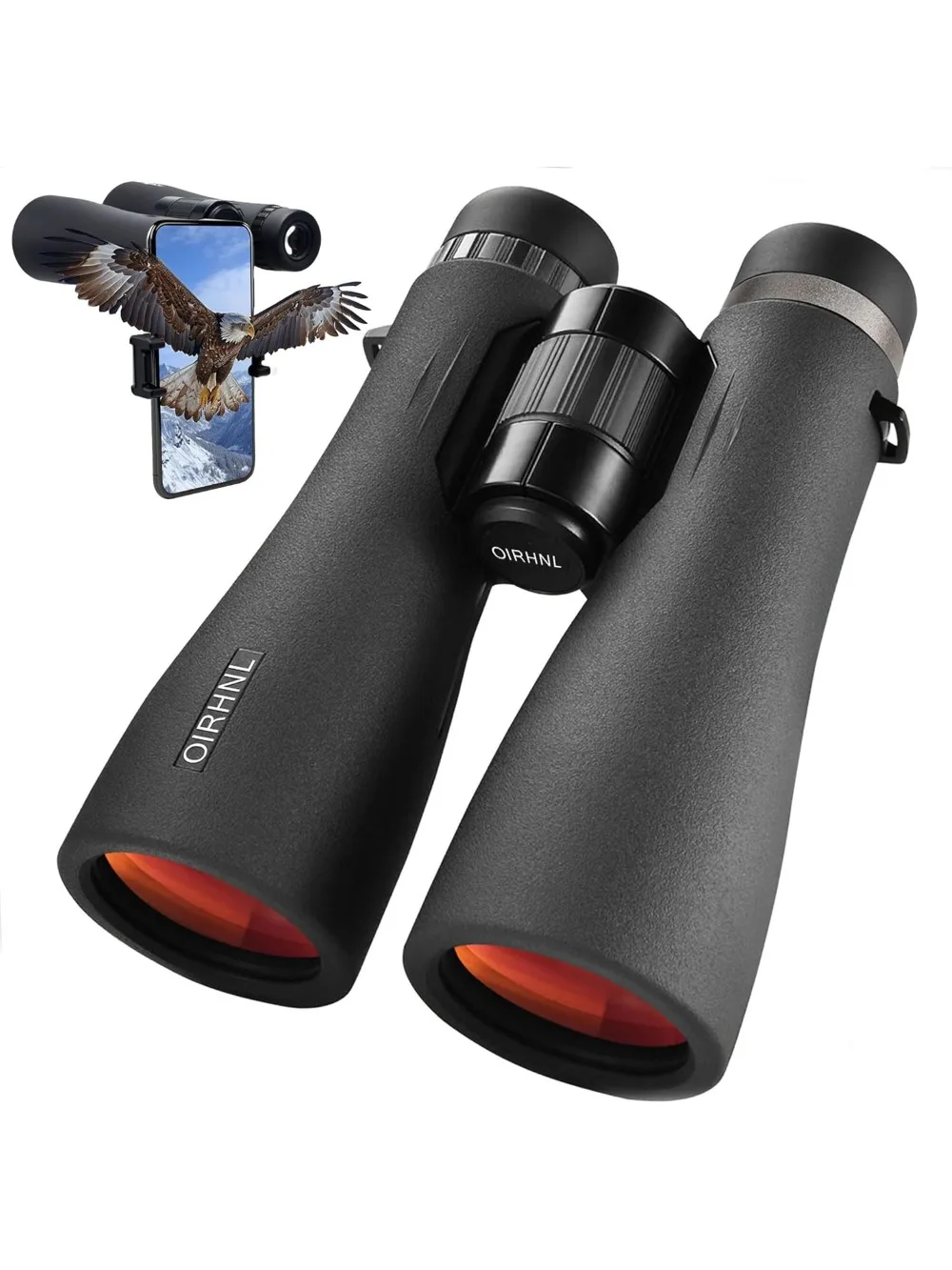 大人用12x50 HD双眼鏡、強力な倍率、アップグレードされたスマホアダプター付き、バードウォッチング、ハンティング、アウトドア旅行に最適