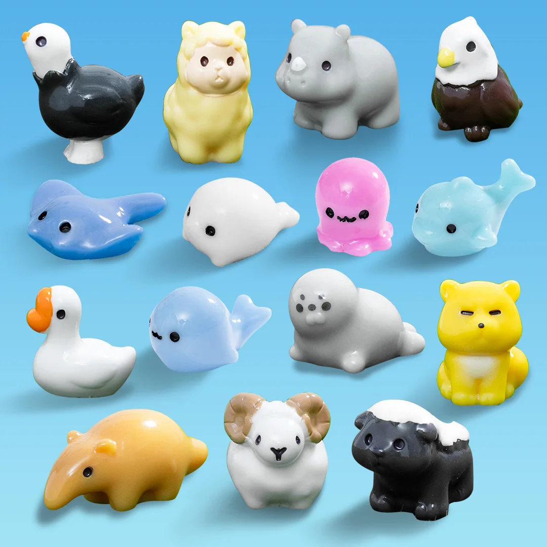10Pcs Alpaca Fox Ostrich Anteater Eagle Sheep Seal Whale Dolphin Octopus Figurine Miniature Fairy Garden Decoration Accessories