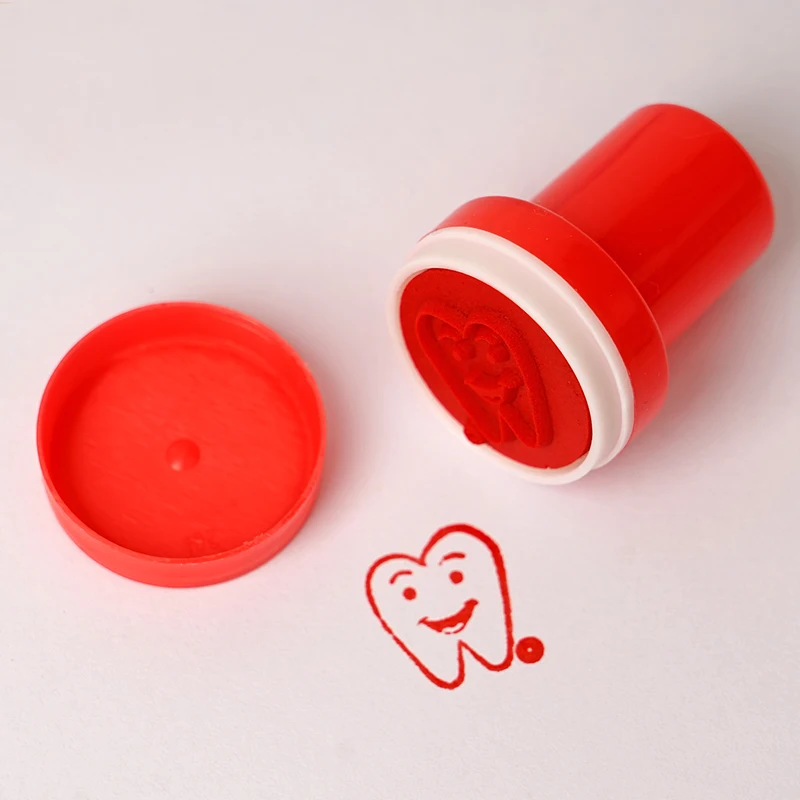 10pcs Tooth Smiling Shape Stamper Cute Dentist Gift for Kid Children Colorful Cartoon Stamp Dentistry Gifts Souvenirs