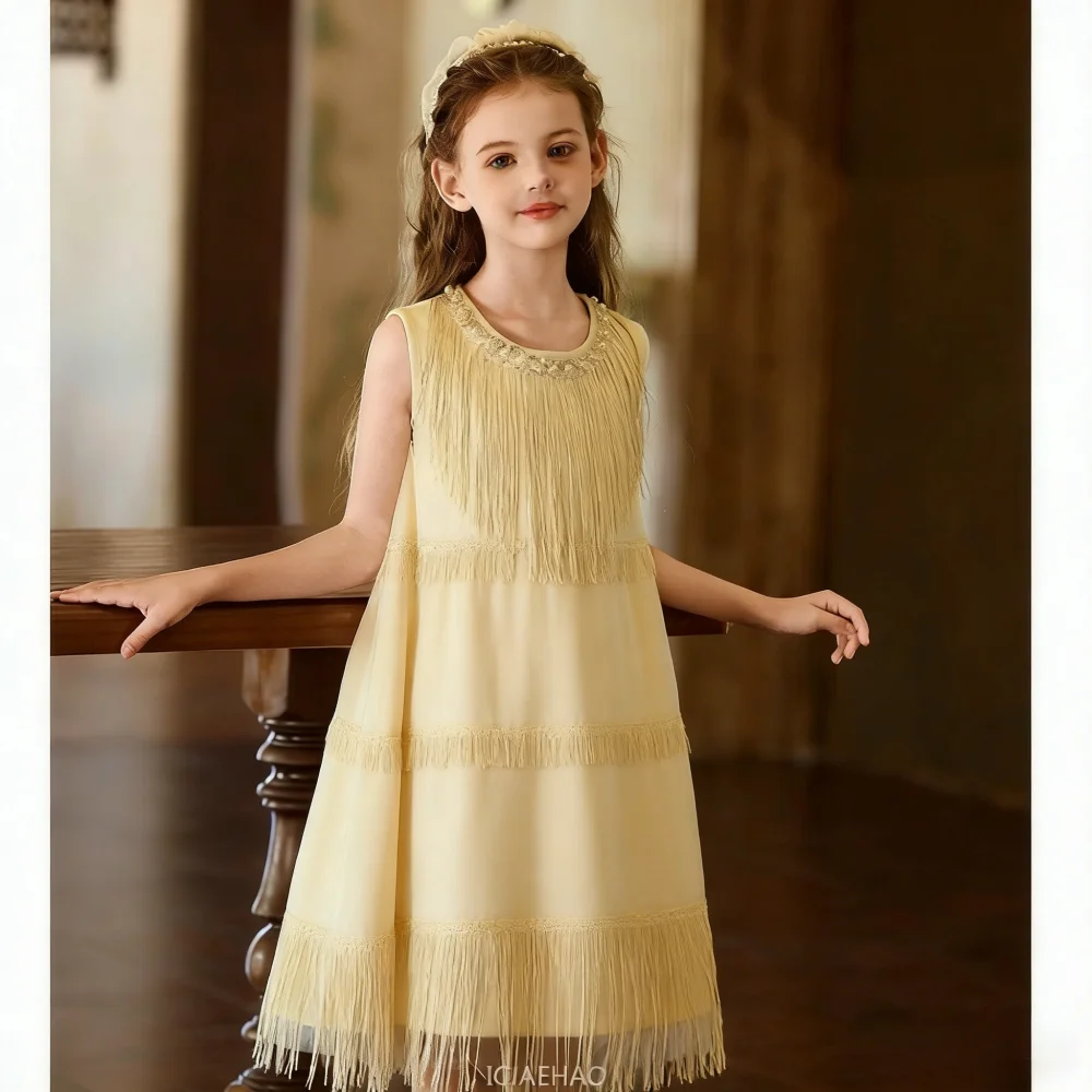 2026Wed Dress Glitter Girls Children Princess Dresses Costume New Baby Outfits Birthday Party Evening KidsGown Kids Summer