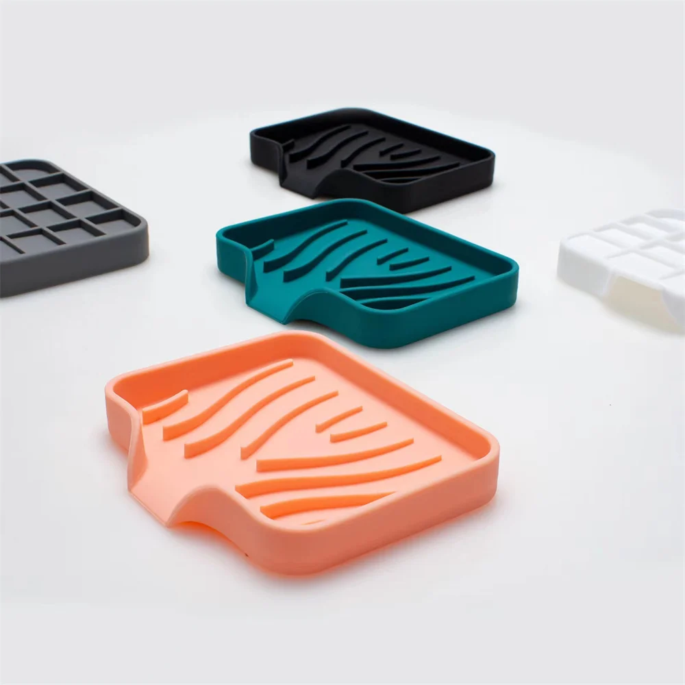 Silicone Faucet Mat Kitchen Sink Tray Soap Dispenser Sponge Drain Pad Sink Drying Mat Counter Storage Tray Bathroom Products