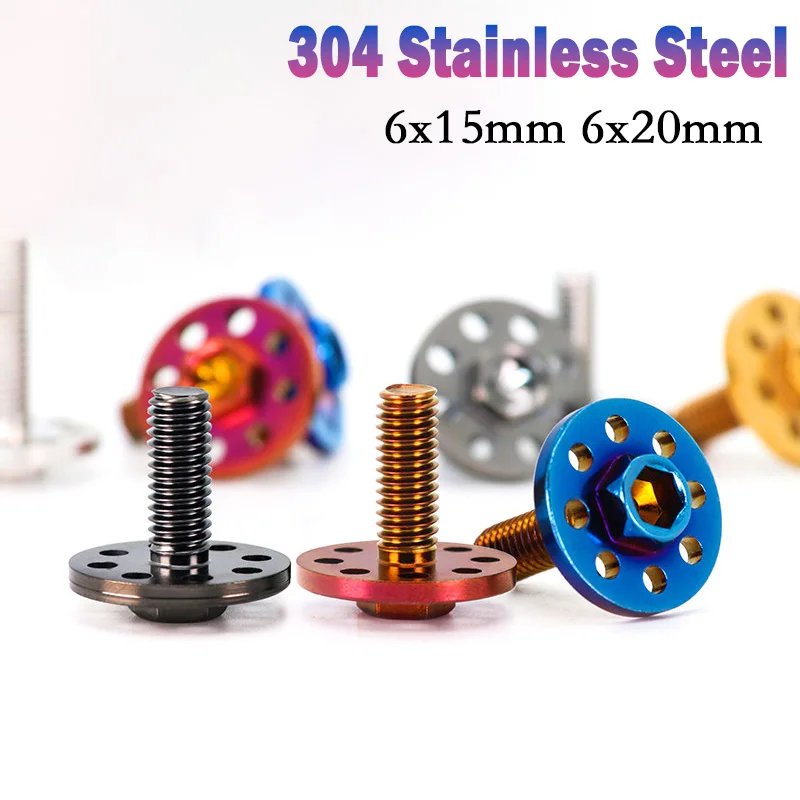 Weiyi M6 SUS304 Stainless Steel Hex Slot Flange Screws Plated Suitable For Motorcycle Modifications, License Plate Fixing Bolts