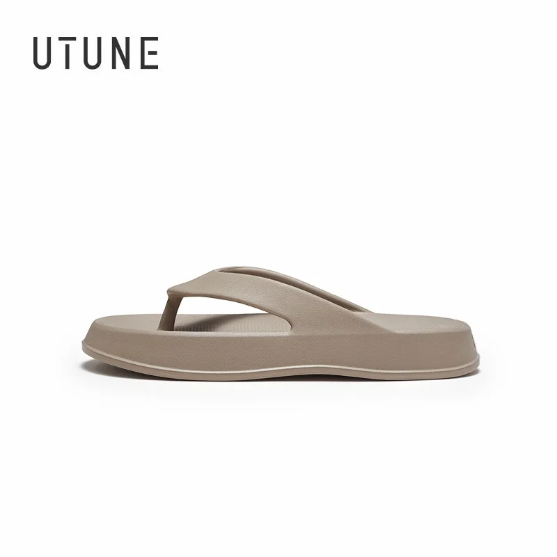 

UTUNE Flip Flops Men Women Ergonomics Summer Shoes For Flatfoot Outdoor Slippers EVA Rubber Platform Beach SlidesThick Cushion