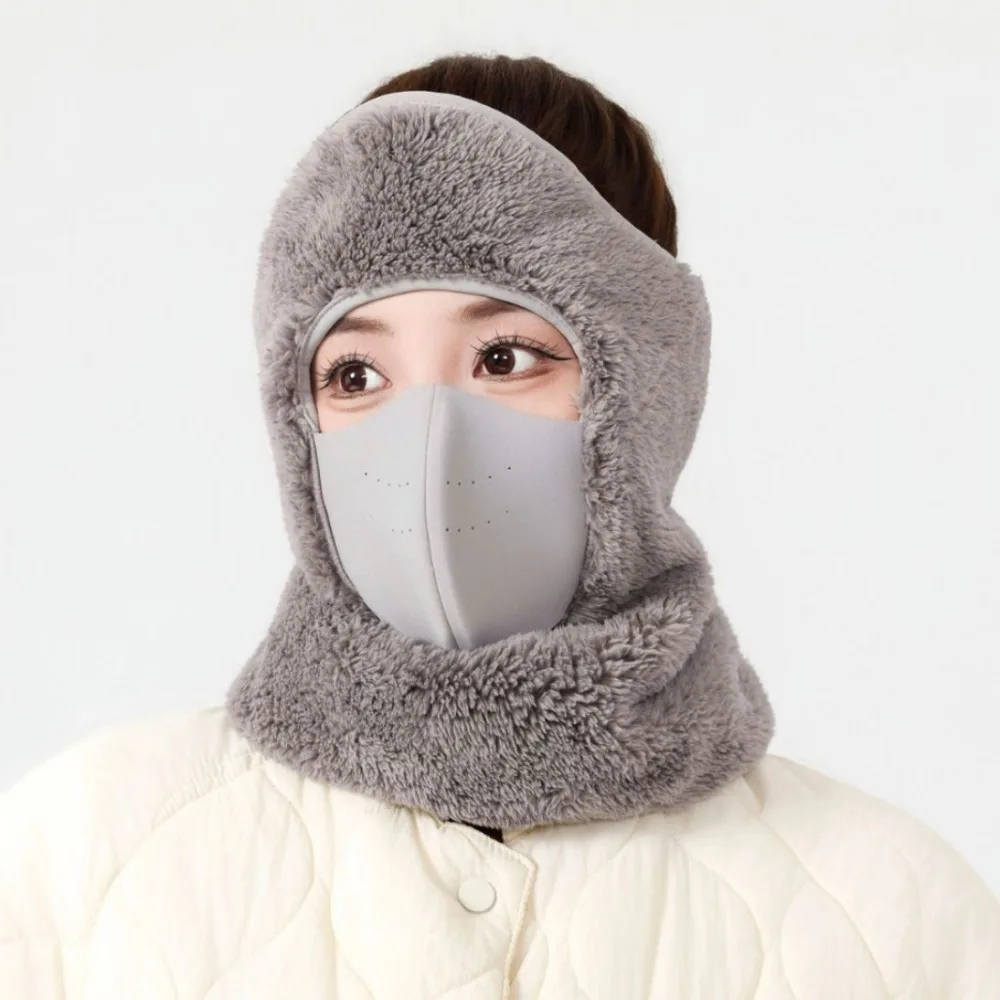 Winter Warm Face Mask Built in Ear Covers Soft Material Face Mask with Ear Covers Plush Thickened Fabric Fleece Bib Cycling