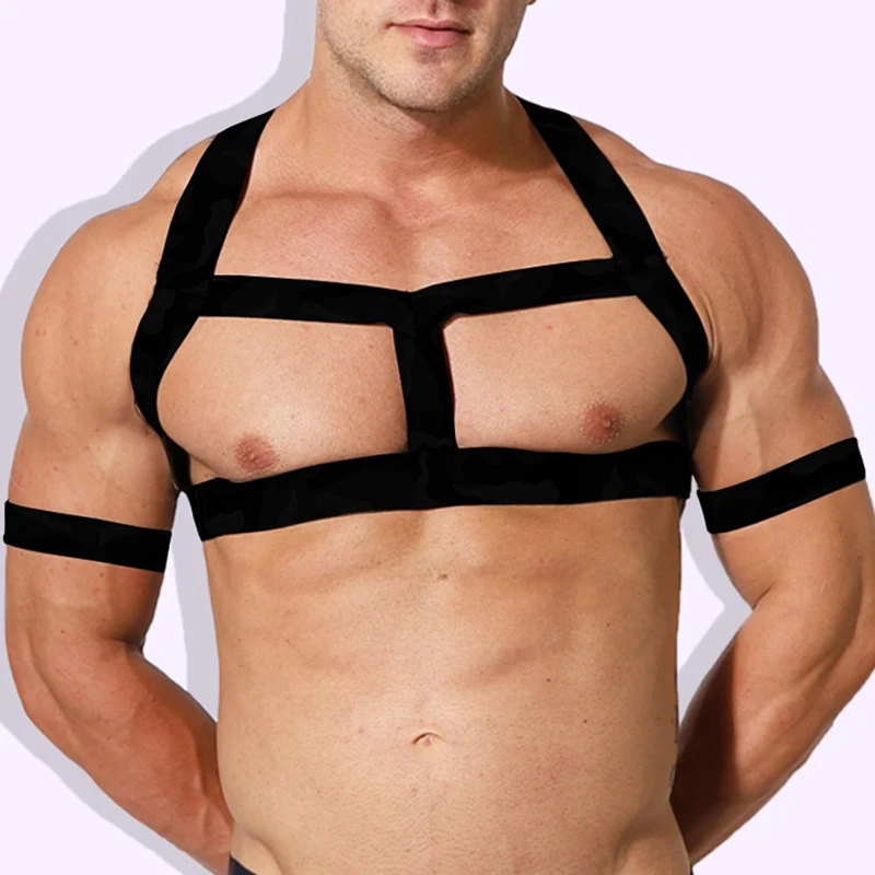 Pole Dance Wear For Men Chest Straps Camouflage Black Blue Dance Accessories Muscle Man Nightclub Bar Gogo Dancer Outfit VDL3241