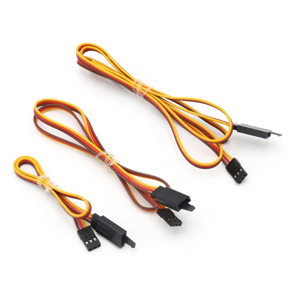 10Pcs 100 /150 / 200 / 300 / 500mm Anti-loose 60 core Servo Extension Lead Wire Cable For RC Futaba JR Male to Female