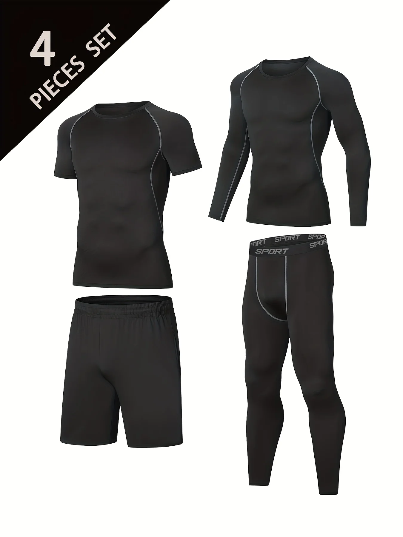 

Men's 4 sports suit, full sport compression suit, sports suit flexibility, gym running daily wear, quick drying light weight
