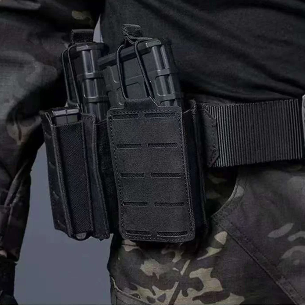 5.56mm Single Magazine Pouch - Open-Top MOLLE Tactical Mag Bag for M4 M14 M16 AR-15 Rifle