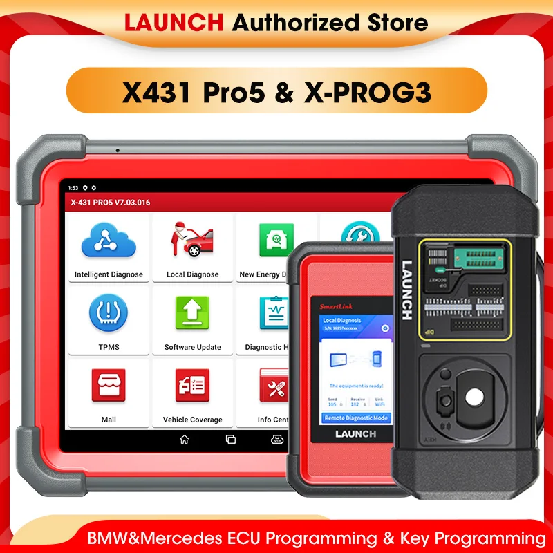GL Launch Key Programming Tool X431 Pro5 Smartlink & X-PROG3 Car Diagnostic Tool All Key Lost Program IMMO Immobilizer Scanner