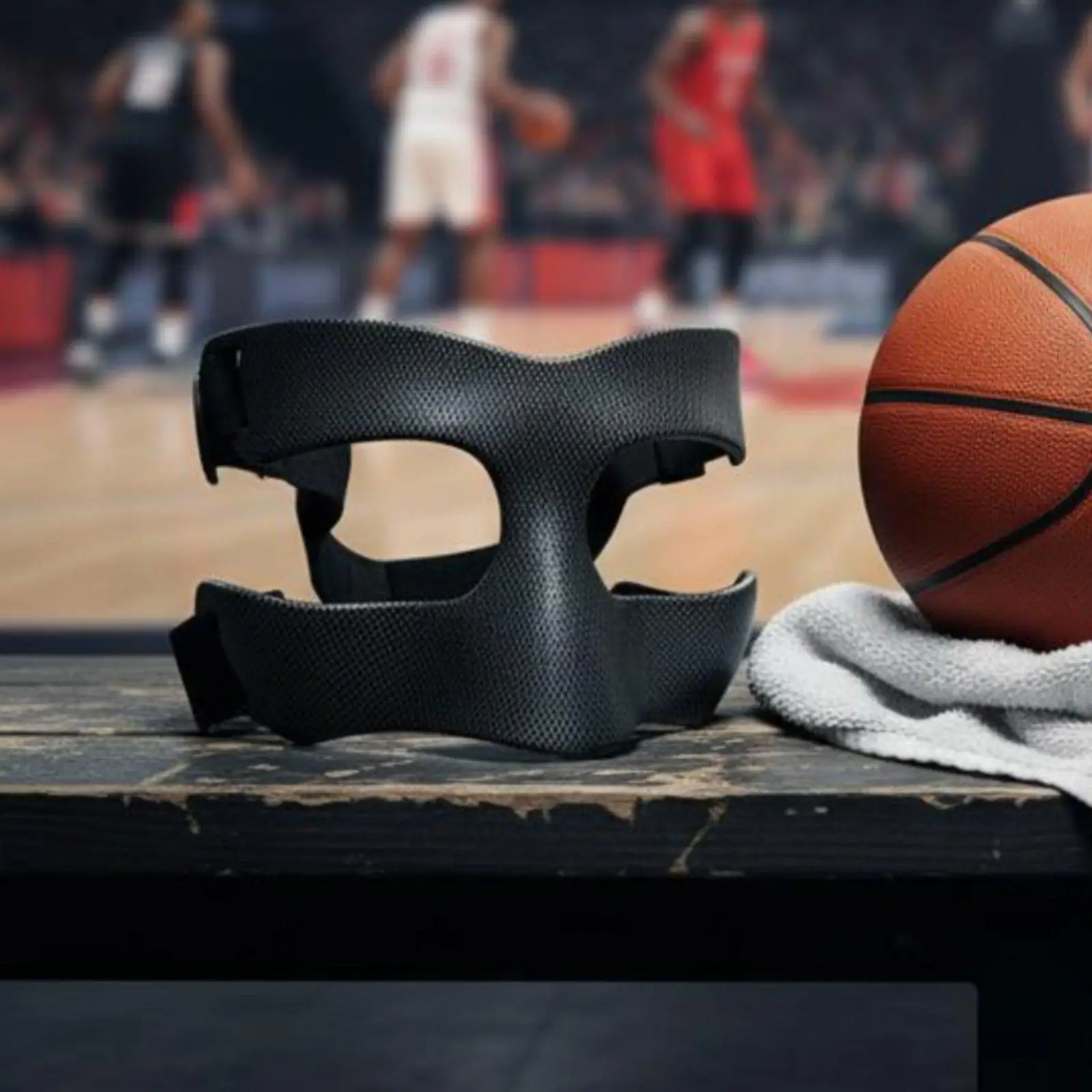 Basketball Facial Guard Carbon Fiber Pattern Basketball Nose Guard Shock Absorption Football Facial Cover for Adults, Athletes,
