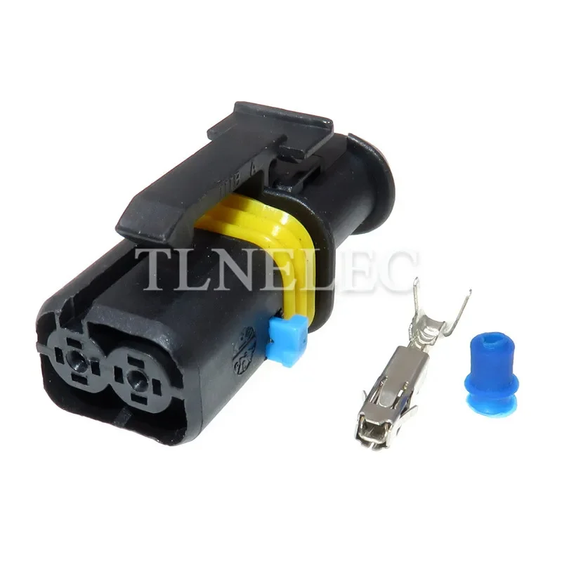18385000002   อะแดปเตอร์หญิงสีดํา 1.5 มม. 2 ขากันน้ํา Kostal Connectors เริ่มปลั๊กรีเลย์สําหรับมอเตอร์ EFI