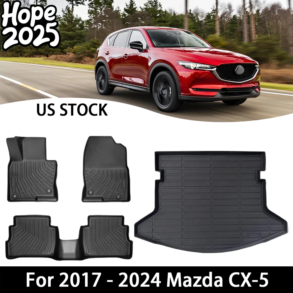 

High Quality Car 3D Floor Mats And Cargo Liner 4PCS Full Cover Durable For 2017-2024 Mazda CX-5 Car Accessories