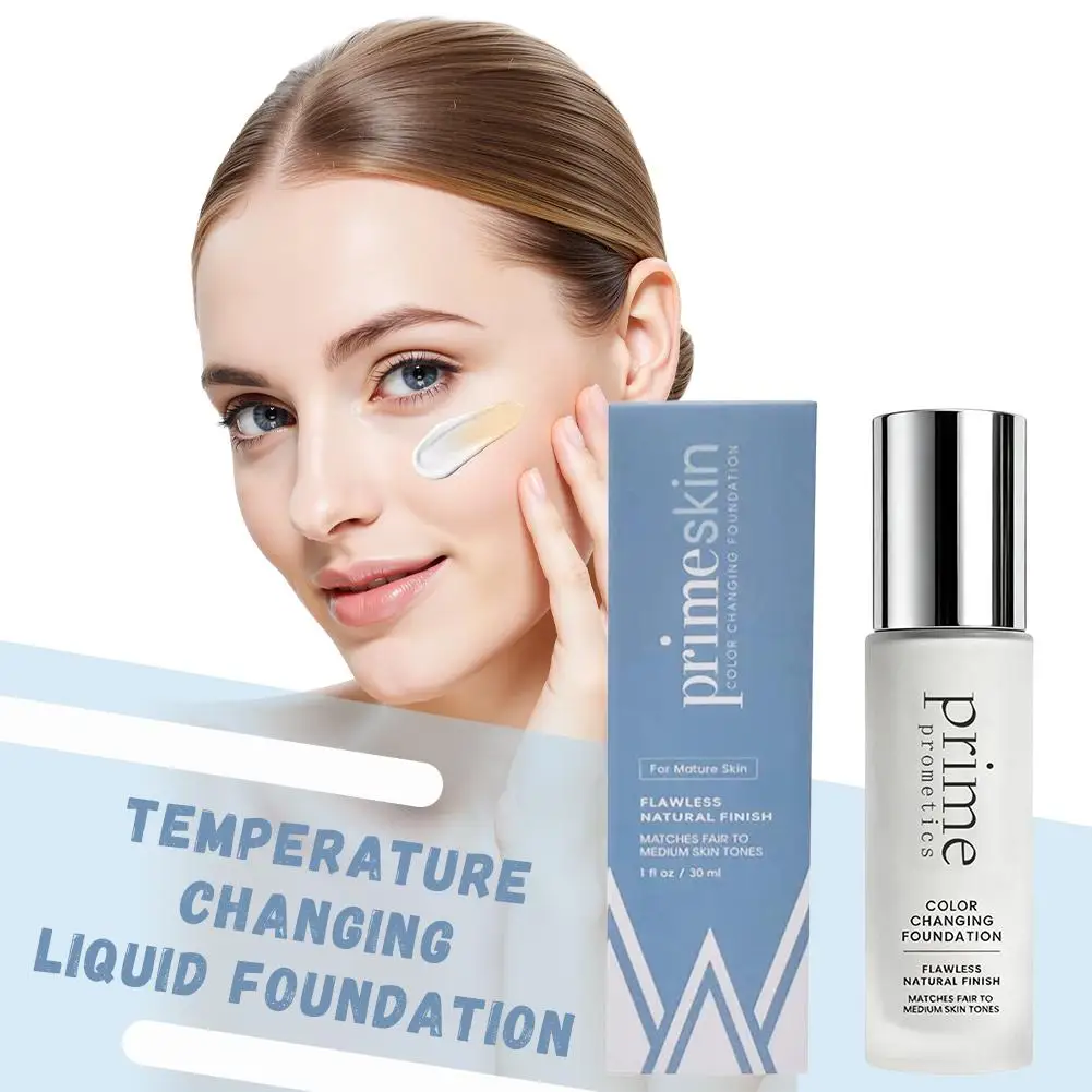 Temperature Sensitive Color Changing Foundation Lightweight Liquid Makeup with Natural Skin Fitting Texture for Daily Face Care
