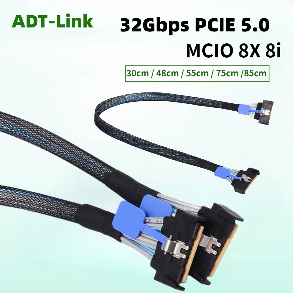30CM-107CM PCIe 5.0 MCIO X8 8i High-Speed EGPU External Cable MCIO To MCIO 8X 8i Male Extension Cable PCI-E NVMe GEN 5.0 32Gbps