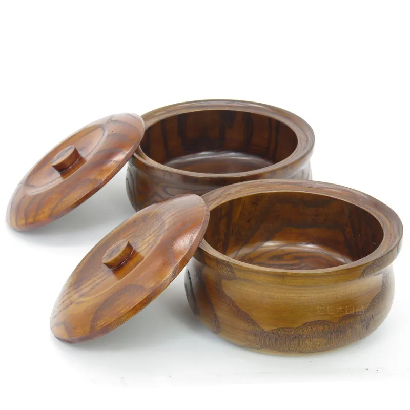 Solid Wood Mahogany with Cover Wooden Spring Cake Bowls Flat Bottomed Tableware Food Containe Round Tray Melon Basin Fruit Plate