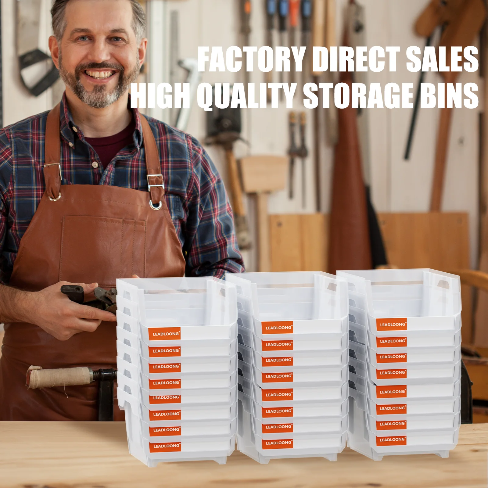 6/24 Pcs Transparent Stackable Plastic Storage Boxes - Garage Organizer Containers for Tools