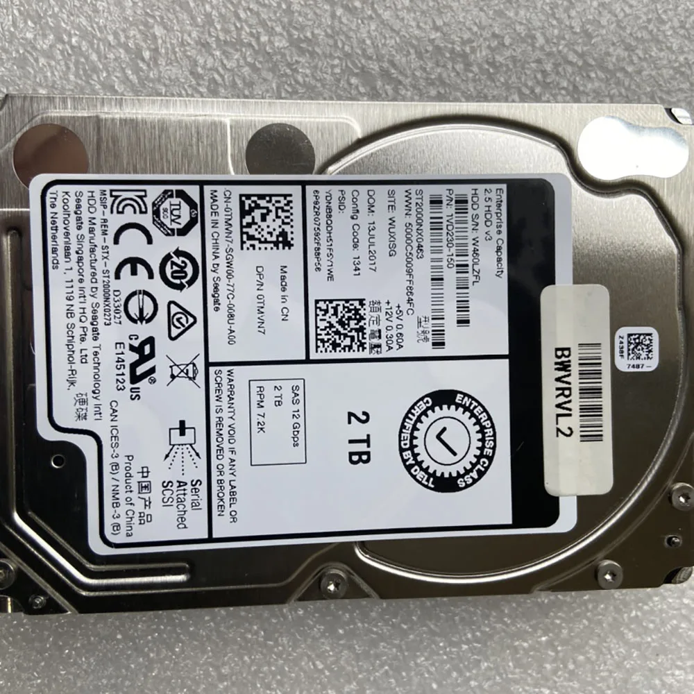 2TB For Dell Server Hard Disk 2T SAS 12G 7.2K 2.5