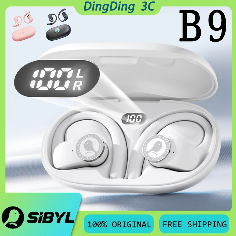 SIBYL B9 سماعة أذن لاسلكية مع MiC للحد من الضوضاء 360 HiFi صوت ستيريو عمر بطارية طويل بلوتوث 6.0 سماعات أذن رياضية مخصصة