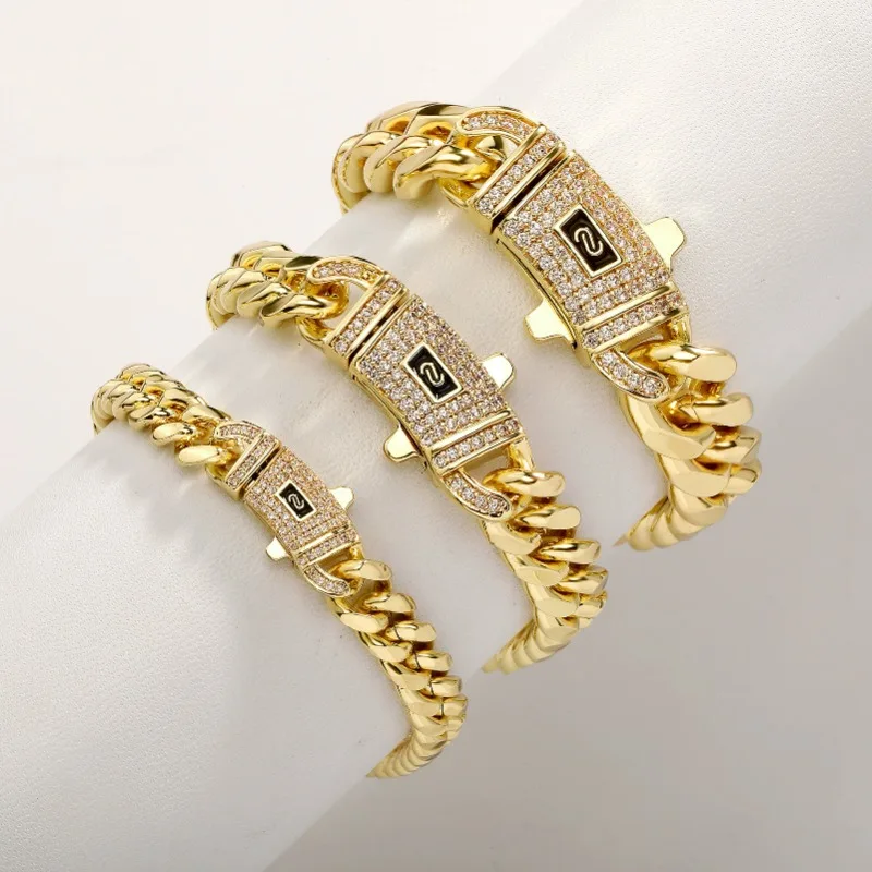 Monaco anklet 6mm Cuban chain women's anklet copper material electroplated 14k gold men's anklet length can be customized
