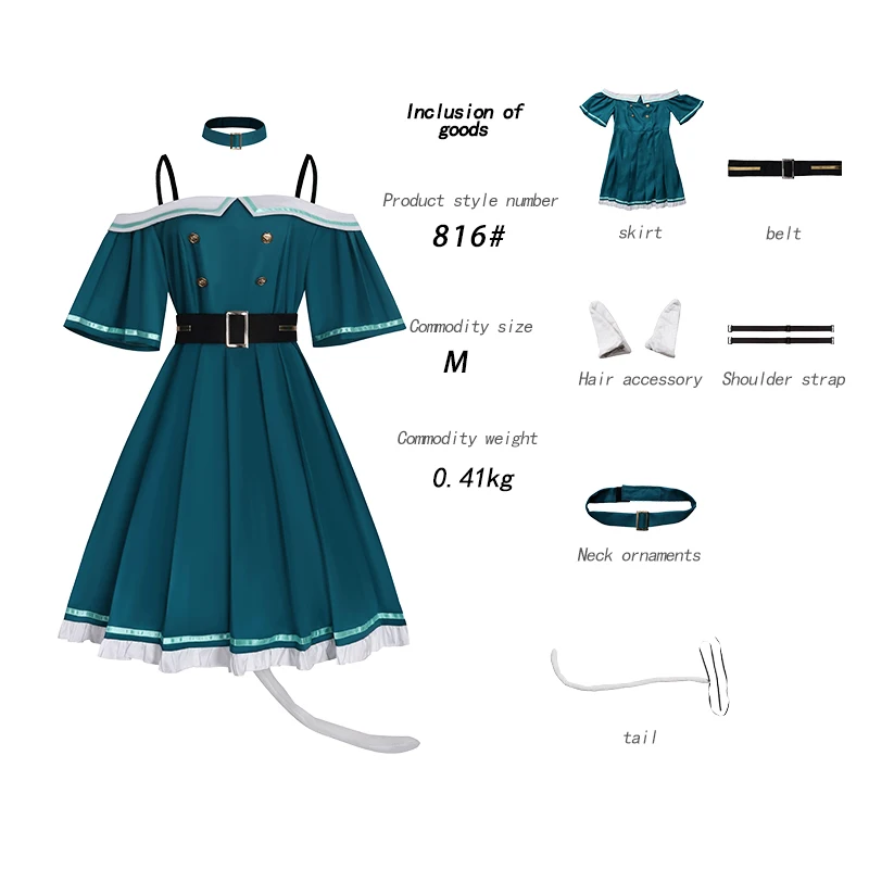 Game Project Sekai PJSK ‌Kusanagi Nene Cosplay Costume Green Dress Anime Clothing Halloween Uniform Party Prop Uniform