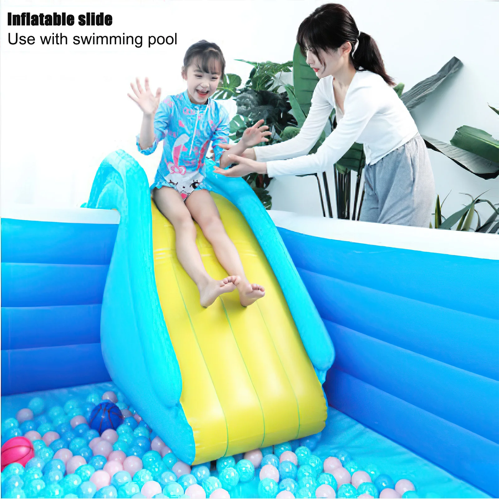 Tobogán de agua de piscina inflable con escalones más anchos para bebés, juguetes de baño para niños, juguete de juego de agua de natación, facilidad de recreación para interiores y exteriores