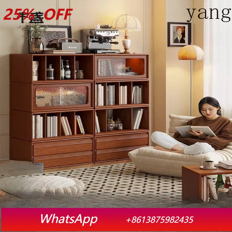 LH free combination lattice cabinet all solid wood retro wind short cabinet floor cabinet