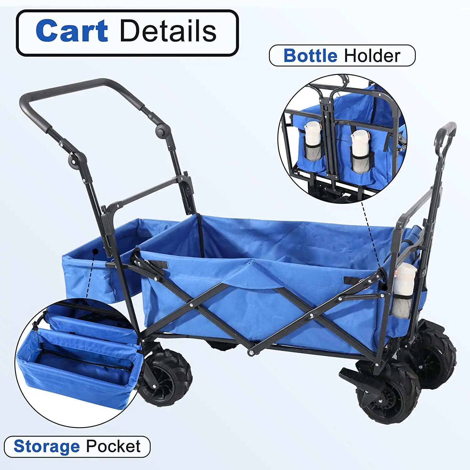 Collapsible Utility kids Folding Outdoor Camping Trolley Garden Beach Wagon Cart With Canopy 4 Wheels