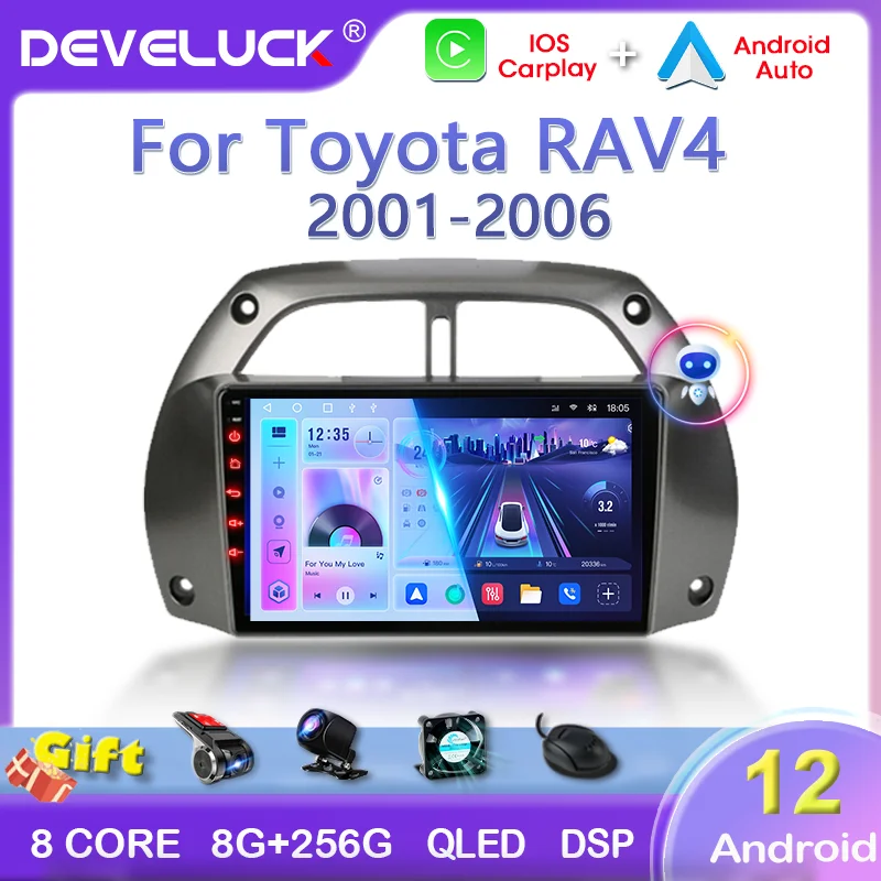 

2 Din Android 12 Car Radio Carplay For Toyota RAV4 Rav 4 2001 2002 2003 2004 2005 2006 Multimedia Video Player Navigation RDS 4G