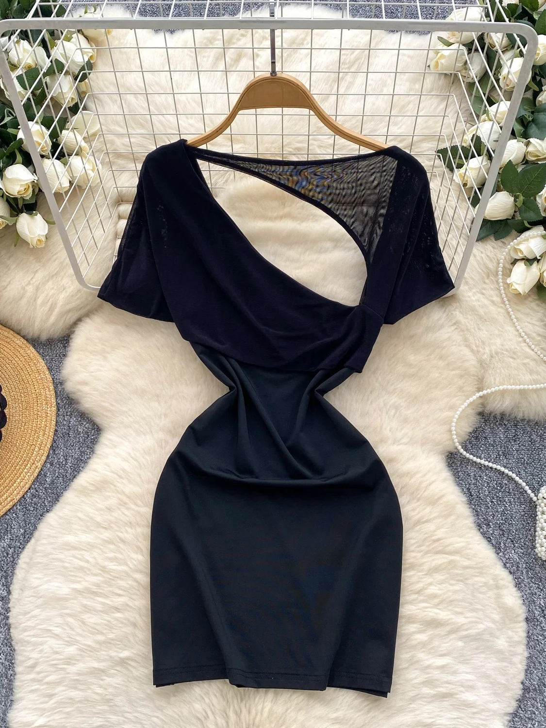 Pure Desire Spicy Girl Design Sense Hollow out Me ort Sve Women's Dr Slim Fit Bodycon Skirt High Waist A-Line Skirt