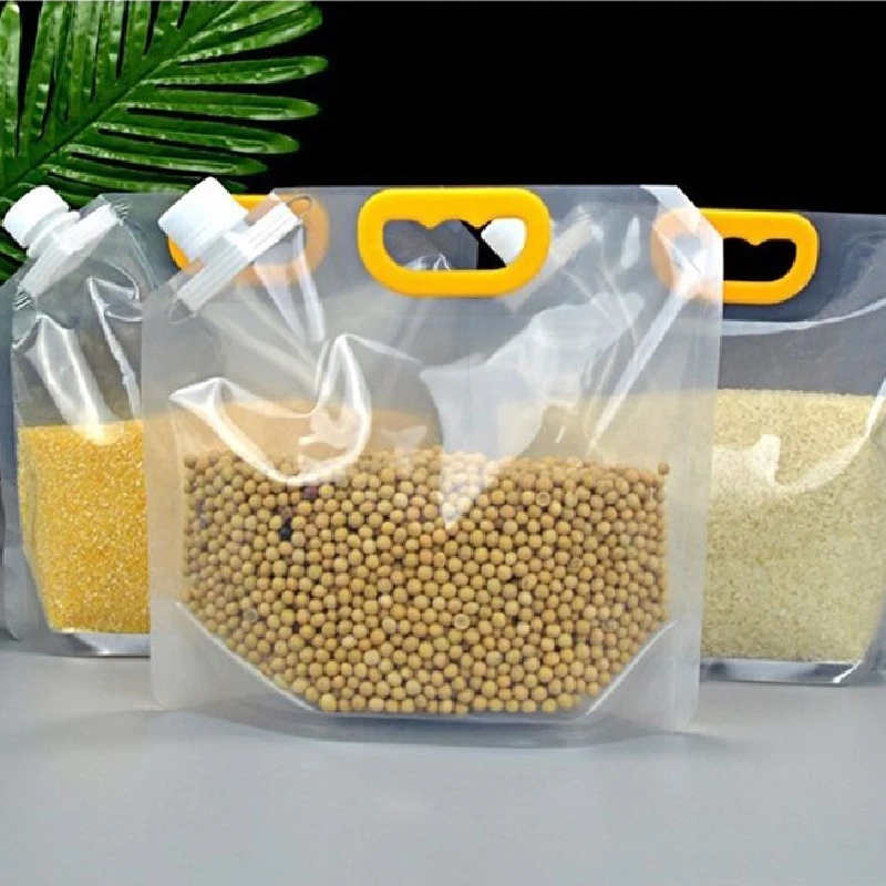 5/10PCsGrain Seal Bag Stand Up Storage Bag Refillable Food Sealing Bag Moisture-proof Insect-proof Transparent Storage Organizer